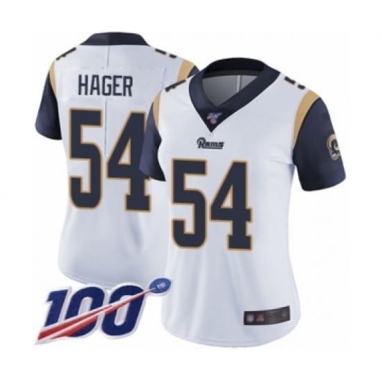 Women's Los Angeles Rams 54 Bryce Hager White Vapor Untouchable Limited Player 100th Season Football Jersey