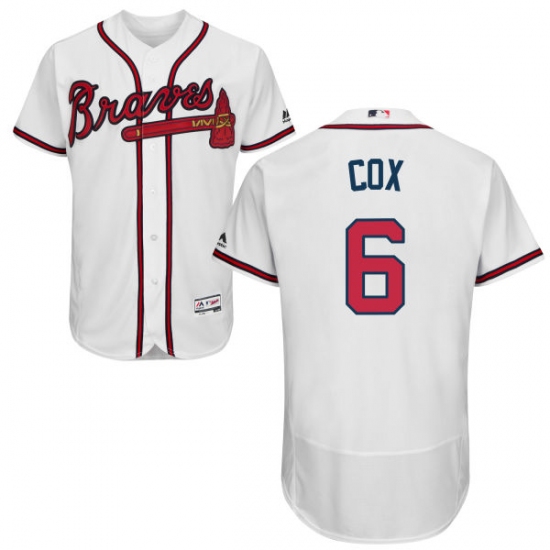 Men's Majestic Atlanta Braves 6 Bobby Cox White Home Flex Base Authentic Collection MLB Jersey