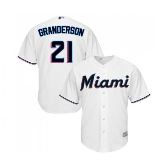 Men's Miami Marlins 21 Curtis Granderson Replica White Home Cool Base Baseball Jersey