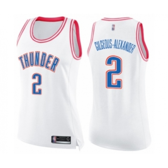 Women's Oklahoma City Thunder 2 Shai Gilgeous-Alexander Swingman White Pink Fashion Basketball Jersey