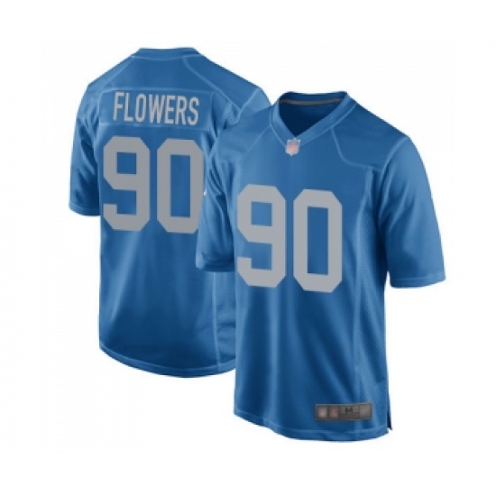 Men's Detroit Lions 90 Trey Flowers Game Blue Alternate Football Jersey