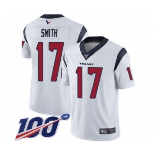 Men's Houston Texans 17 Vyncint Smith White Vapor Untouchable Limited Player 100th Season Football Jersey