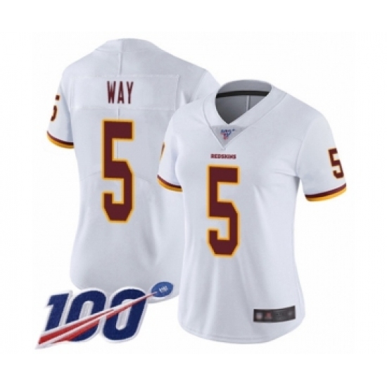 Women's Washington Redskins 5 Tress Way White Vapor Untouchable Limited Player 100th Season Football Jersey