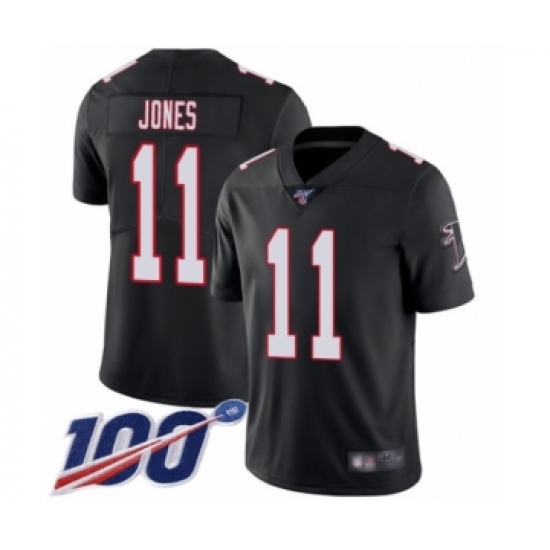 Men's Atlanta Falcons 11 Julio Jones Black Alternate Vapor Untouchable Limited Player 100th Season Football Jersey