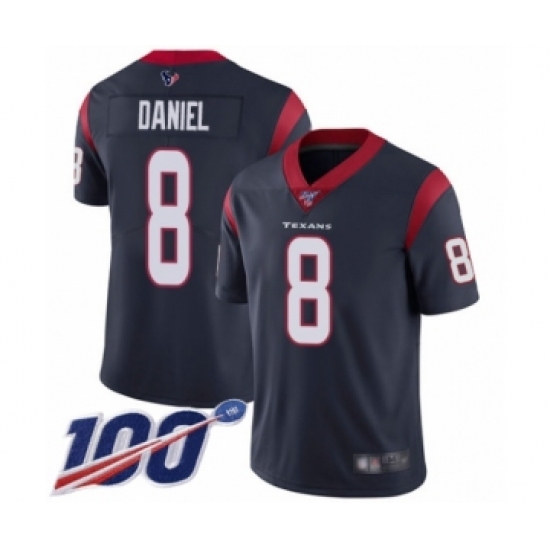 Men's Houston Texans 8 Trevor Daniel Navy Blue Team Color Vapor Untouchable Limited Player 100th Season Football Jersey