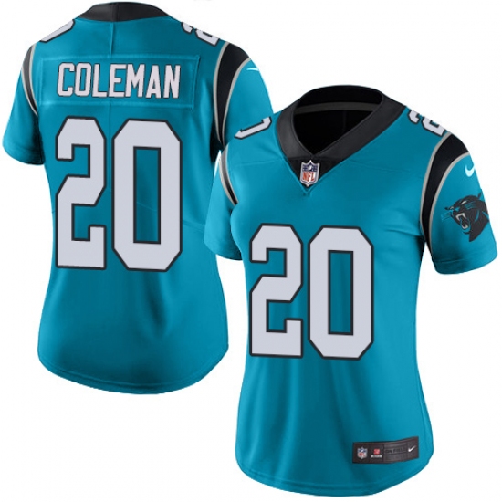 Women's Nike Carolina Panthers 20 Kurt Coleman Blue Alternate Vapor Untouchable Limited Player NFL Jersey