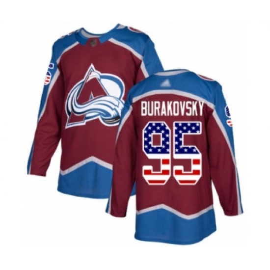 Men's Colorado Avalanche 95 Andre Burakovsky Authentic Burgundy Red USA Flag Fashion Hockey Jersey