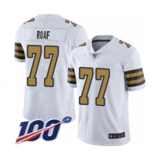 Men's New Orleans Saints 77 Willie Roaf Limited White Rush Vapor Untouchable 100th Season Football Jersey