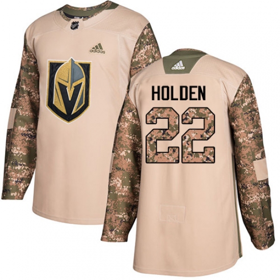 Men's Adidas Vegas Golden Knights 22 Nick Holden Authentic Camo Veterans Day Practice NHL Jersey