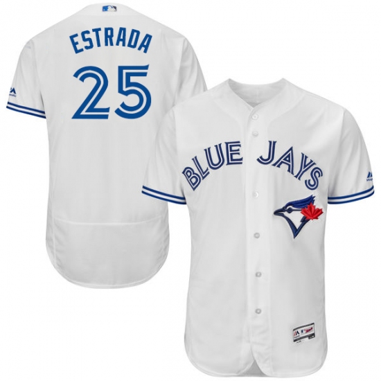 Men's Majestic Toronto Blue Jays 25 Marco Estrada White Home Flex Base Authentic Collection MLB Jersey