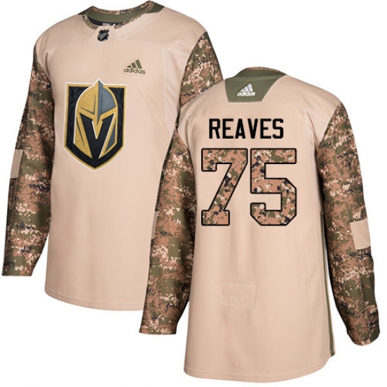 Men's Adidas Vegas Golden Knights 75 Ryan Reaves Authentic Camo Veterans Day Practice NHL Jersey