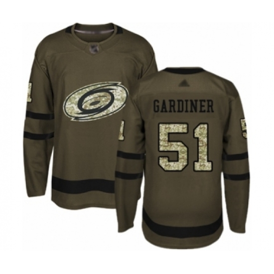 Men's Carolina Hurricanes 51 Jake Gardiner Authentic Green Salute to Service Hockey Jersey