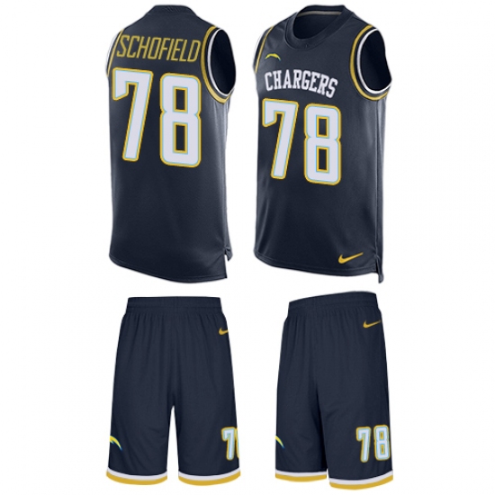 Men's Nike Los Angeles Chargers 78 Michael Schofield Limited Navy Blue Tank Top Suit NFL Jersey