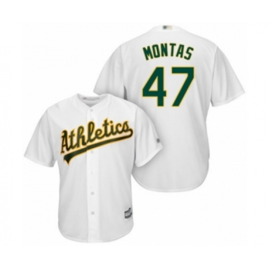 Youth Oakland Athletics 47 Frankie Montas Authentic White Home Cool Base Baseball Player Jersey