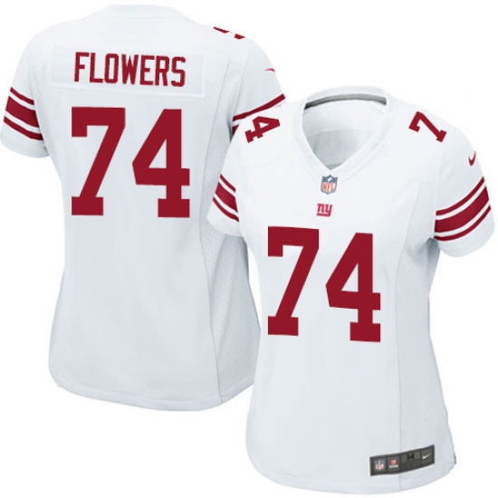 Women's Nike New York Giants 74 Ereck Flowers Game White NFL Jersey