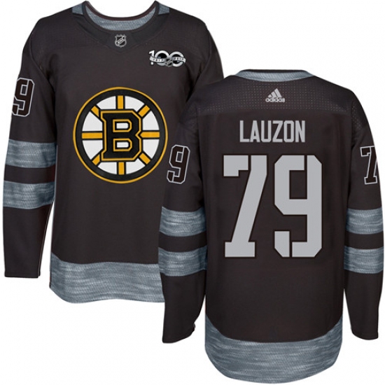 Men's Adidas Boston Bruins 79 Jeremy Lauzon Authentic Black 1917-2017 100th Anniversary NHL Jersey