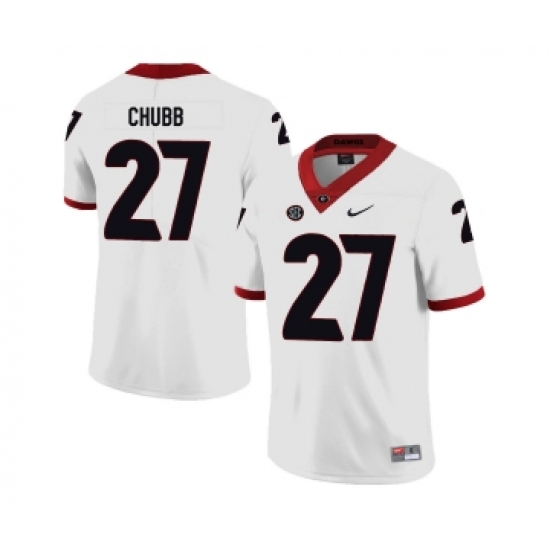 Georgia Bulldogs 27 Nick Chubb White Nike College Football Jersey