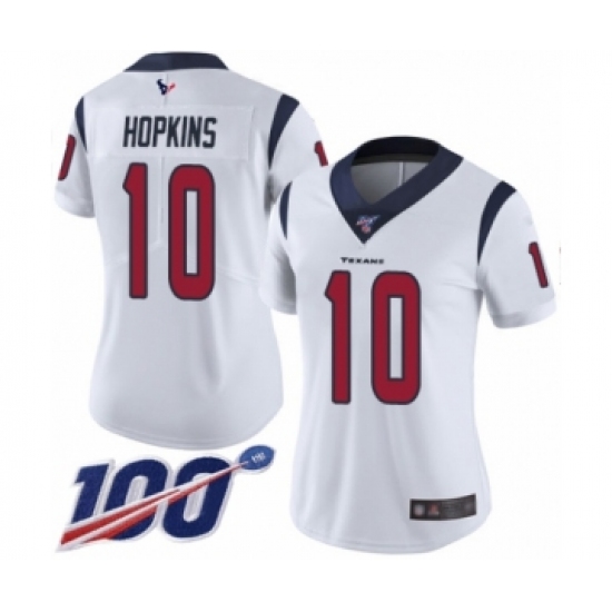 Women's Nike Houston Texans 10 DeAndre Hopkins White Vapor Untouchable Limited Player 100th Season NFL Jersey