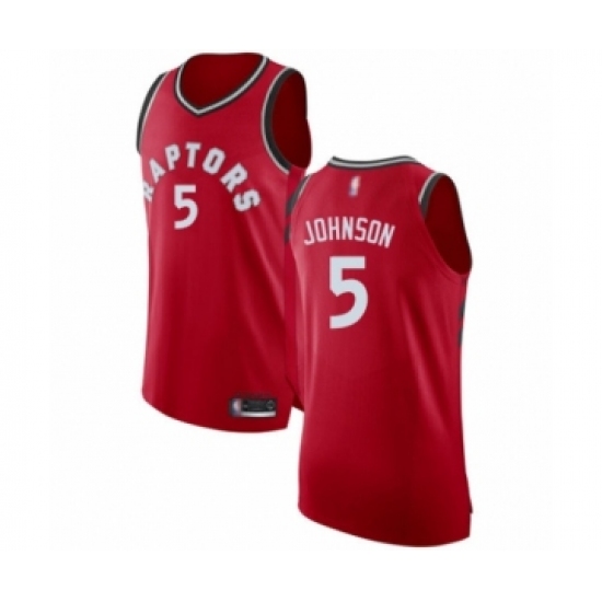 Men's Toronto Raptors 5 Stanley Johnson Authentic Red Basketball Jersey - Icon Edition