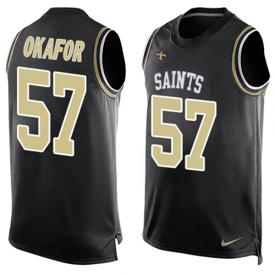 Men's Nike New Orleans Saints 91 Alex Okafor Limited Black Player Name & Number Tank Top NFL Jersey