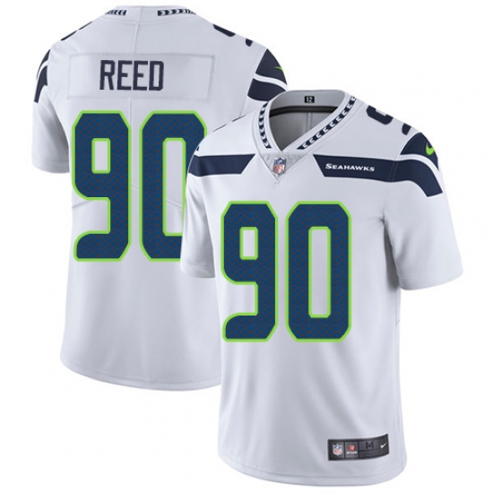 Men's Nike Seattle Seahawks 90 Jarran Reed White Vapor Untouchable Limited Player NFL Jersey