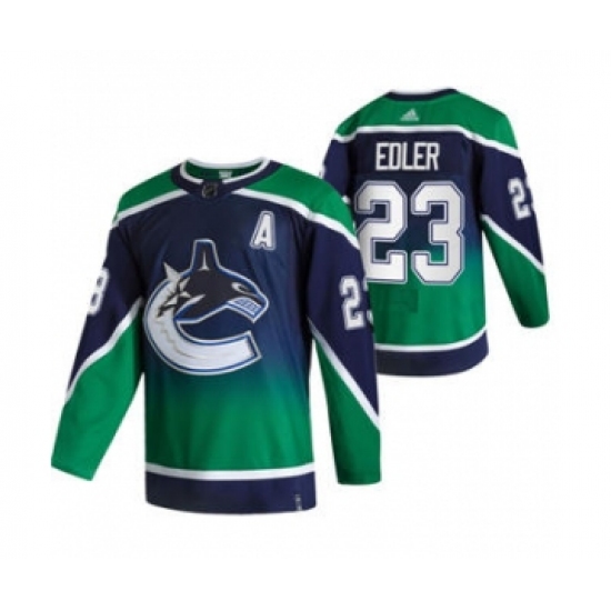 Men's Vancouver Canucks 23 Alexander Edler Green 2020-21 Reverse Retro Alternate Hockey Jersey