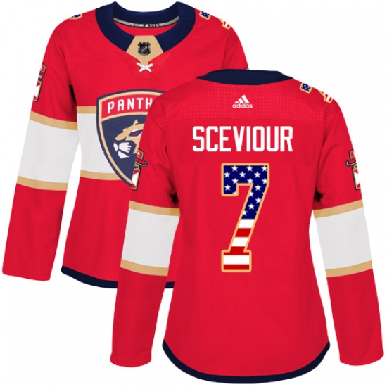 Women's Adidas Florida Panthers 7 Colton Sceviour Authentic Red USA Flag Fashion NHL Jersey