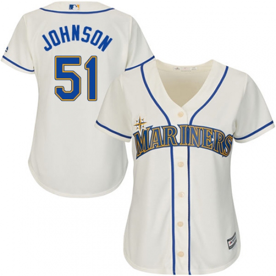 Women's Majestic Seattle Mariners 51 Randy Johnson Replica Cream Alternate Cool Base MLB Jersey