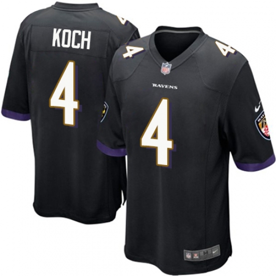 Men's Nike Baltimore Ravens 4 Sam Koch Game Black Alternate NFL Jersey