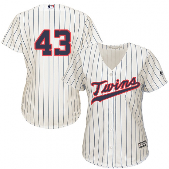 Women's Majestic Minnesota Twins 43 Addison Reed Replica Cream Alternate Cool Base MLB Jersey