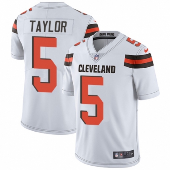 Men's Nike Cleveland Browns 5 Tyrod Taylor White Vapor Untouchable Limited Player NFL Jersey