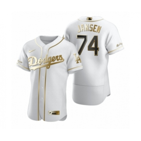 Men's Los Angeles Dodgers 74 Kenley Jansen Nike White Authentic Golden Edition Jersey