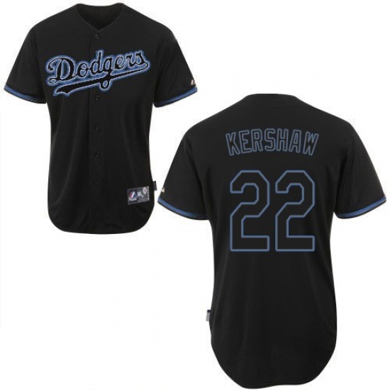 Men's Majestic Los Angeles Dodgers 22 Clayton Kershaw Authentic Black Fashion MLB Jersey