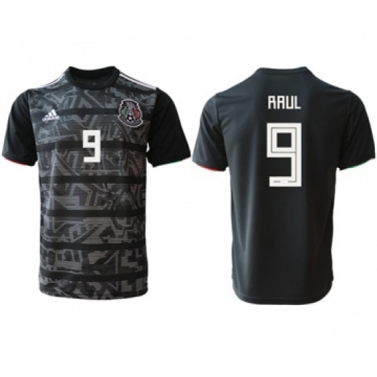 Mexico 9 Raul Black Soccer Country Jersey