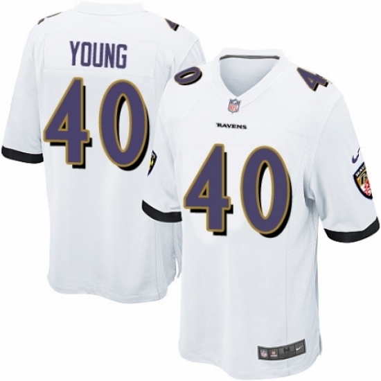 Men's Nike Baltimore Ravens 40 Kenny Young Game White NFL Jersey