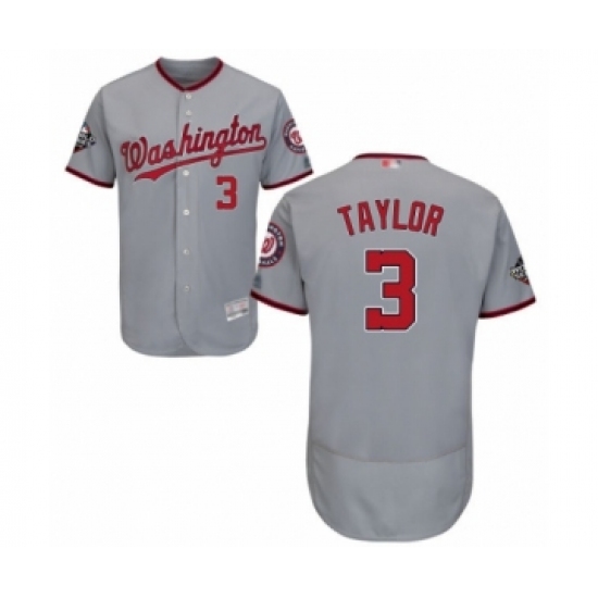 Men's Washington Nationals 3 Michael Taylor Grey Road Flex Base Authentic Collection 2019 World Series Bound Baseball Jersey