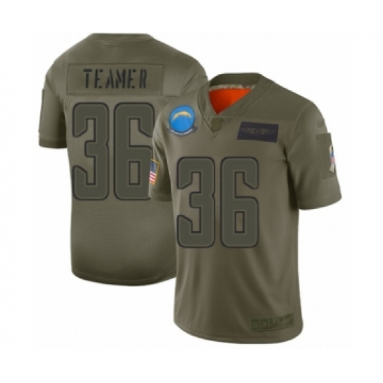 Women's Los Angeles Chargers 36 Roderic Teamer Limited Camo 2019 Salute to Service Football Jersey