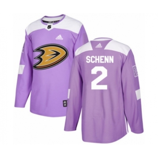 Men's Adidas Anaheim Ducks 2 Luke Schenn Authentic Purple Fights Cancer Practice NHL Jersey