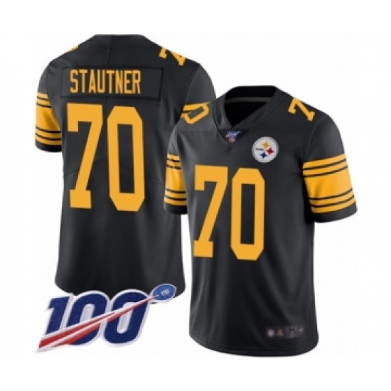 Men's Pittsburgh Steelers 70 Ernie Stautner Limited Black Rush Vapor Untouchable 100th Season Football Jersey