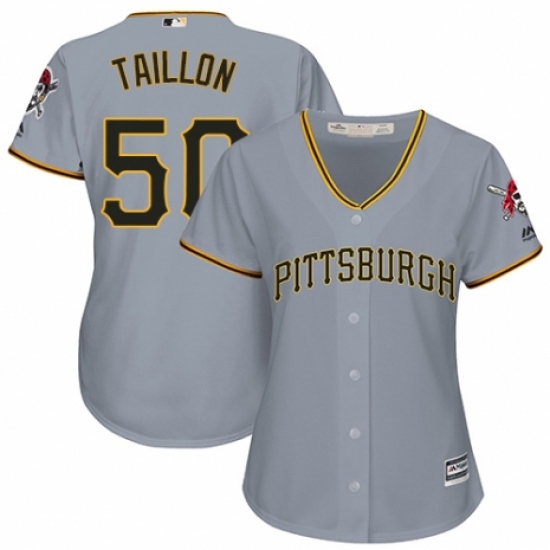 Women's Majestic Pittsburgh Pirates 50 Jameson Taillon Authentic Grey Road Cool Base MLB Jersey