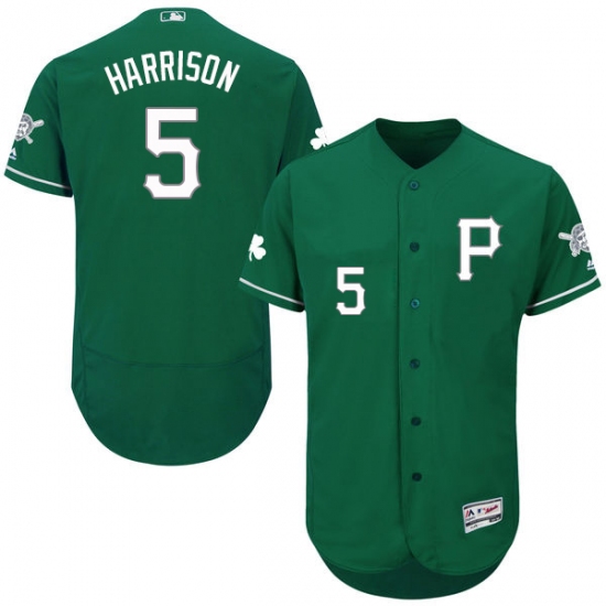 Men's Majestic Pittsburgh Pirates 5 Josh Harrison Green Celtic Flexbase Authentic Collection MLB Jersey