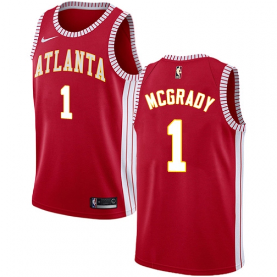 Men's Nike Atlanta Hawks 1 Tracy Mcgrady Swingman Red NBA Jersey Statement Edition