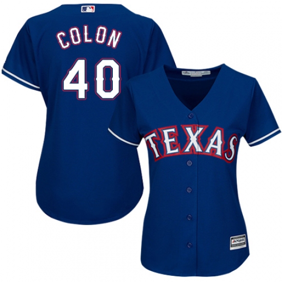 Women's Majestic Texas Rangers 40 Bartolo Colon Authentic Royal Blue Alternate 2 Cool Base MLB Jersey