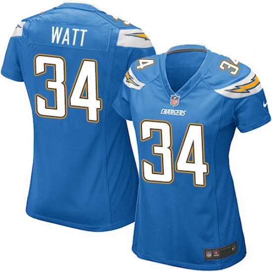 Women's Nike Los Angeles Chargers 34 Derek Watt Game Electric Blue Alternate NFL Jersey