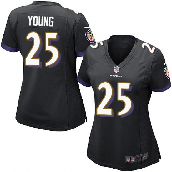 Women's Nike Baltimore Ravens 25 Tavon Young Game Black Alternate NFL Jersey