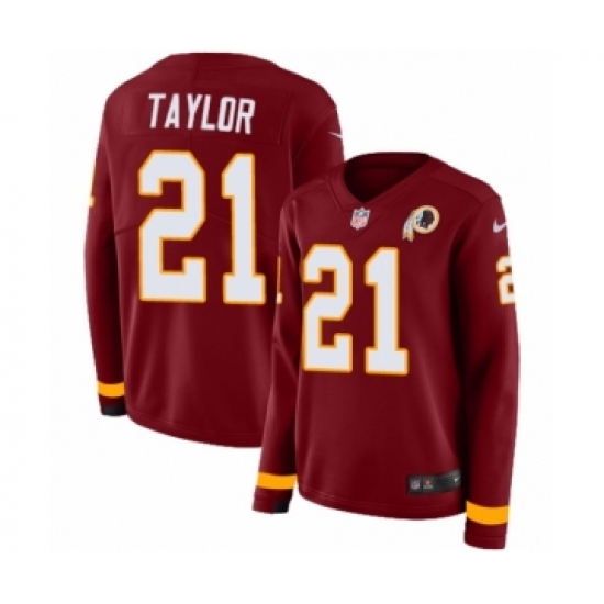 Women's Nike Washington Redskins 21 Sean Taylor Limited Burgundy Therma Long Sleeve NFL Jersey