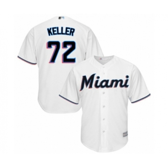 Youth Miami Marlins 72 Kyle Keller Authentic White Home Cool Base Baseball Player Jersey