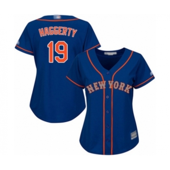 Women's New York Mets 19 Sam Haggerty Authentic Royal Blue Alternate Road Cool Base Baseball Player Jersey