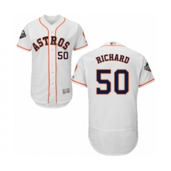 Men's Houston Astros 50 J.R. Richard White Home Flex Base Authentic Collection 2019 World Series Bound Baseball Jersey