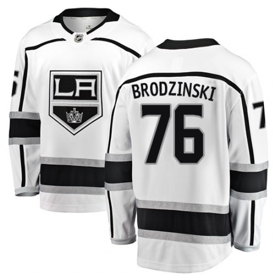 Youth Los Angeles Kings 76 Jonny Brodzinski Authentic White Away Fanatics Branded Breakaway NHL Jersey